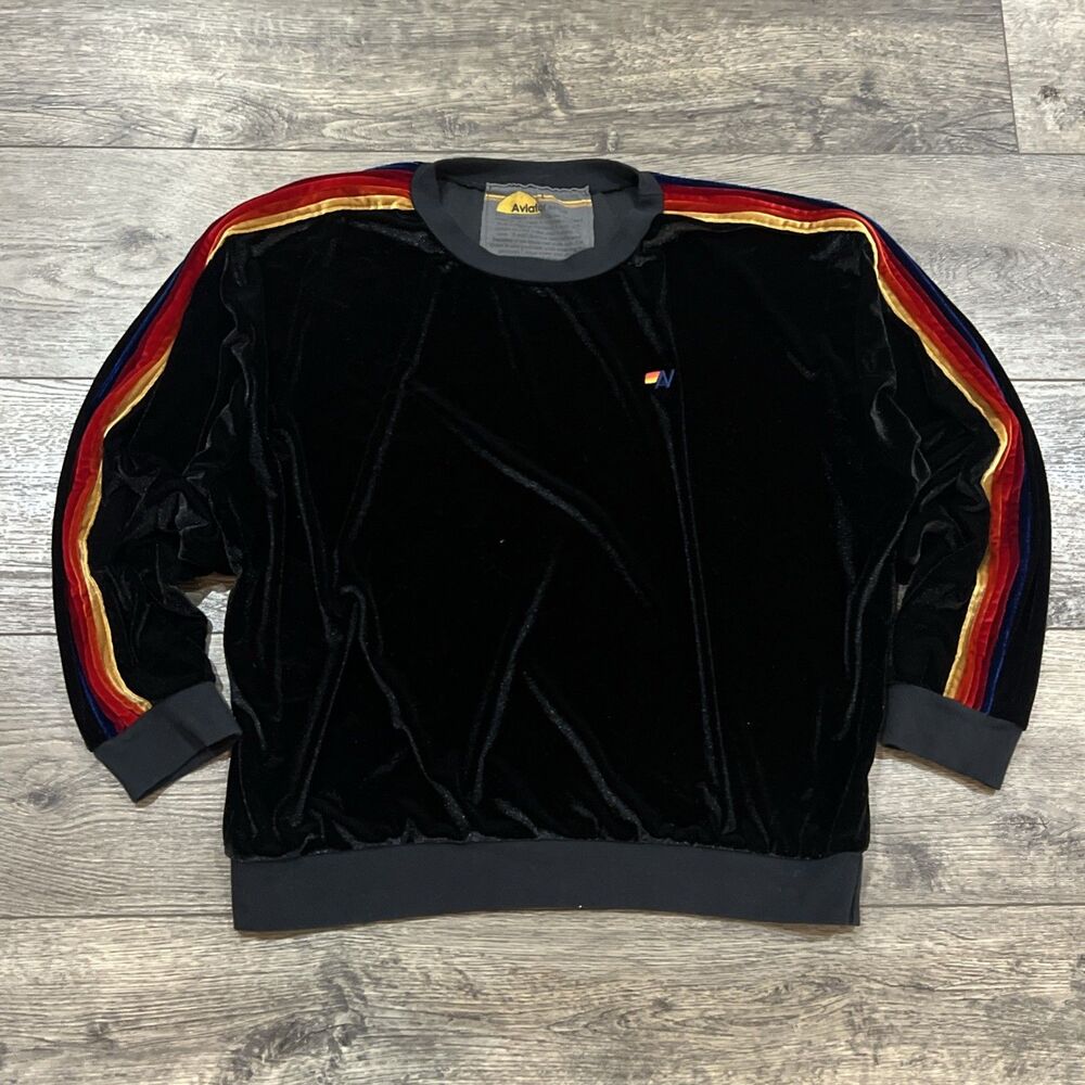 Aviator Nation Classic Velvet Relaxed Crewneck Sweatshirt - Women's Large - Picture 2 of 6